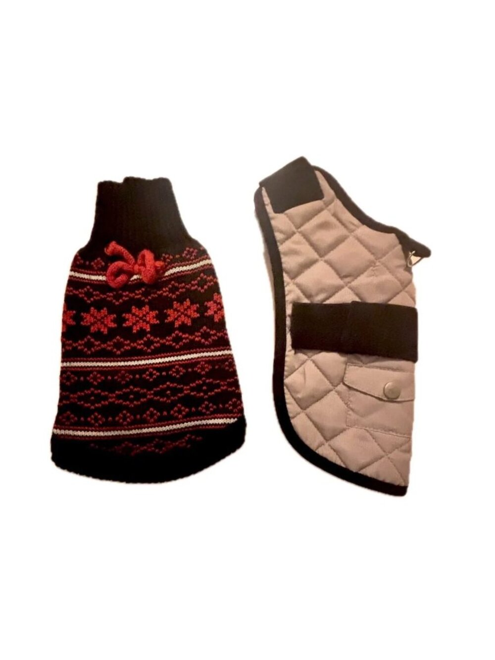 Humane Society Quilted Dog Vest & Sweater Size XS Red Gray Black Sanitized EUC